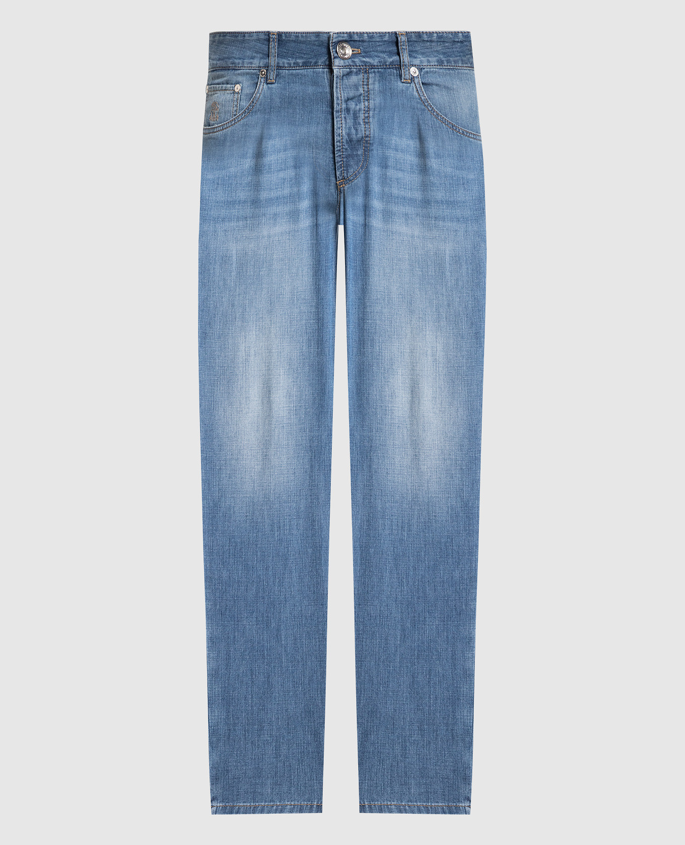 Jeans blu con effetto used