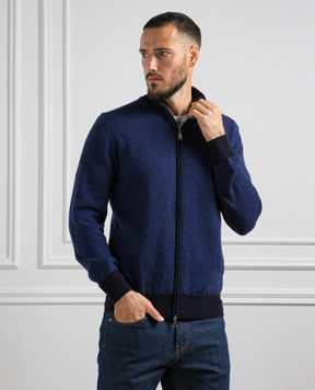 Cashmere&Whiskey Синій кардиган з вовни і кашеміру 10928
