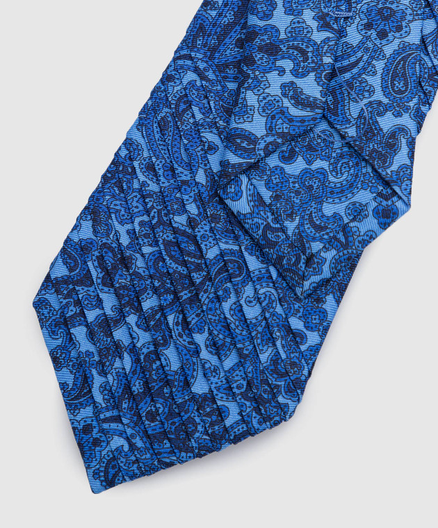 Stefano Ricci Дитяча синя краватка з шовку в пейслі візерунок YCP14NG501 зображення 3