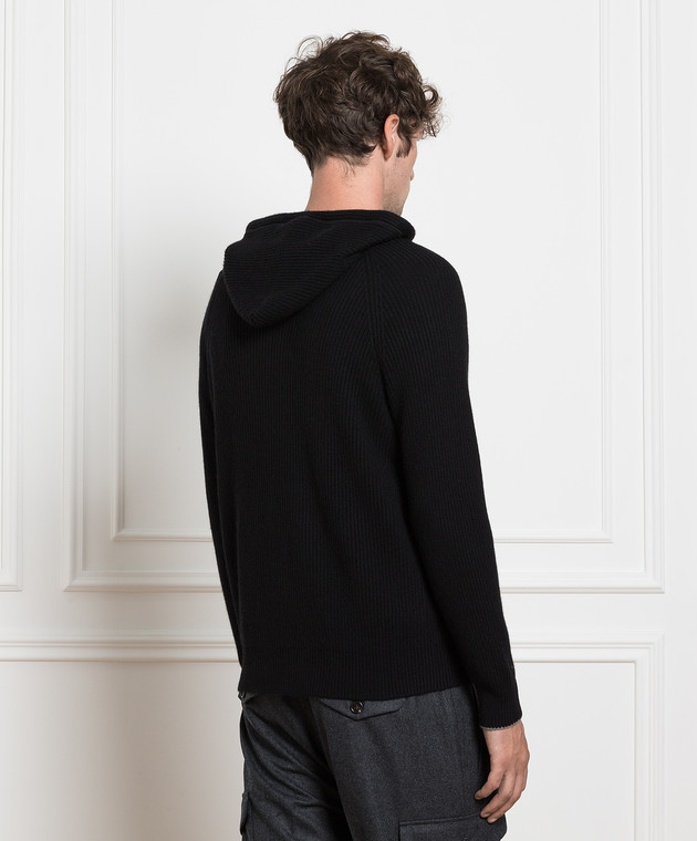 Brunello Cucinelli Чорна спортивна кофта з кашеміра M22704806G зображення 4