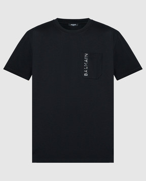 Balmain Чорна футболка з фактурним логотипом CH1EG105BC61