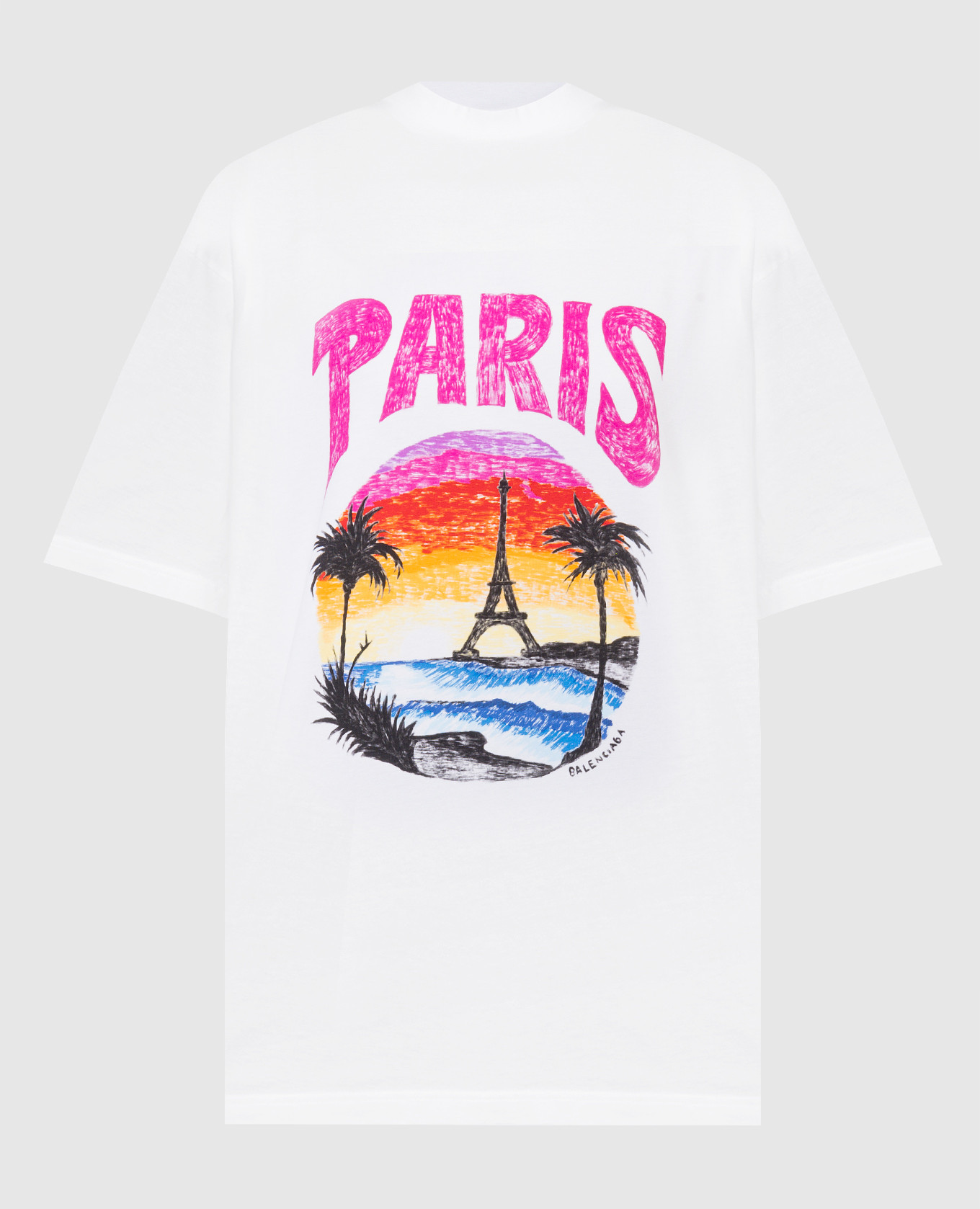 Біла футболка з принтом PARIS TROPICAL
