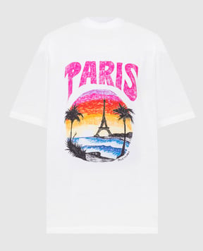 Balenciaga Біла футболка з принтом PARIS TROPICAL 764235TPVL9
