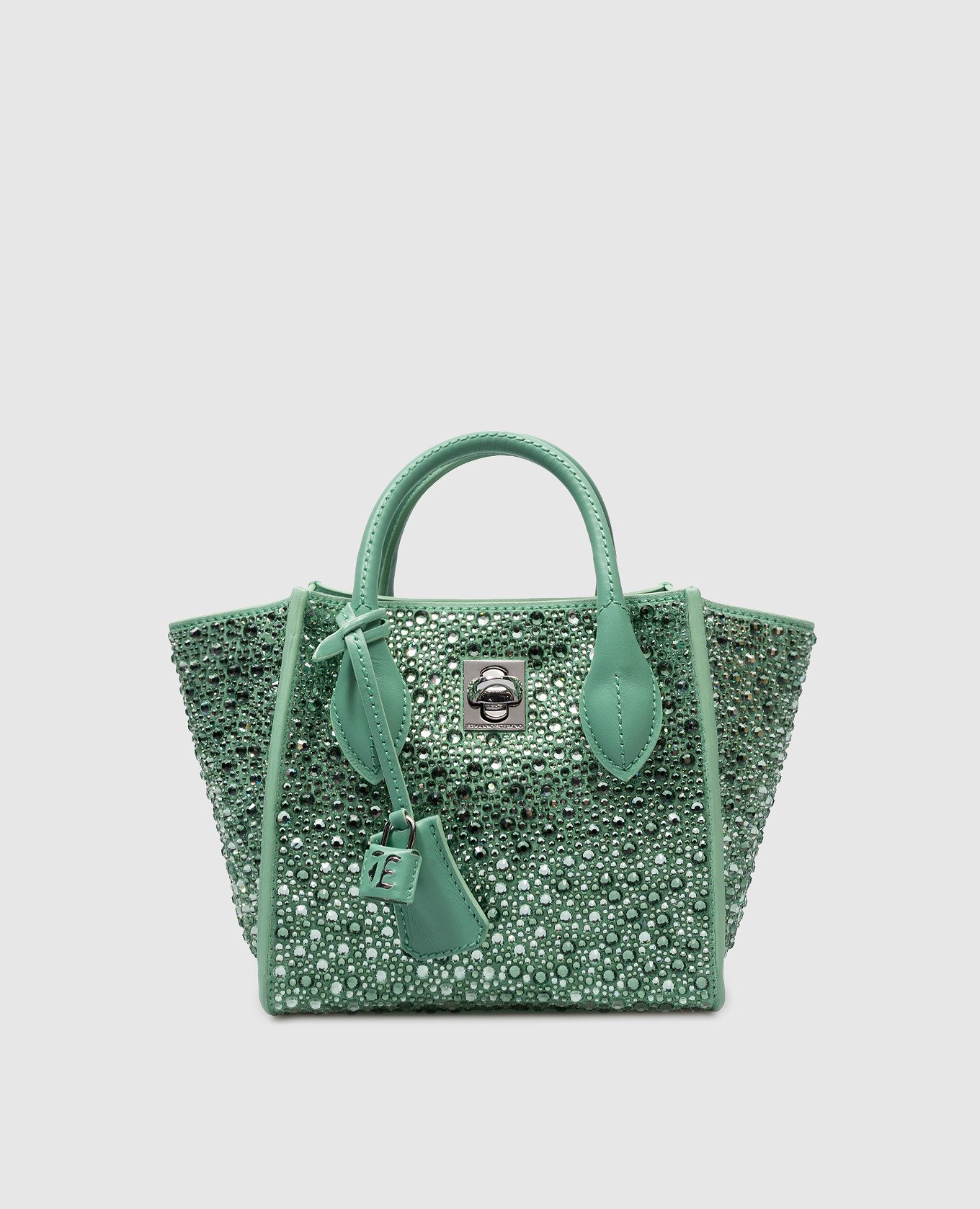 Maggie green suede bag with crystals