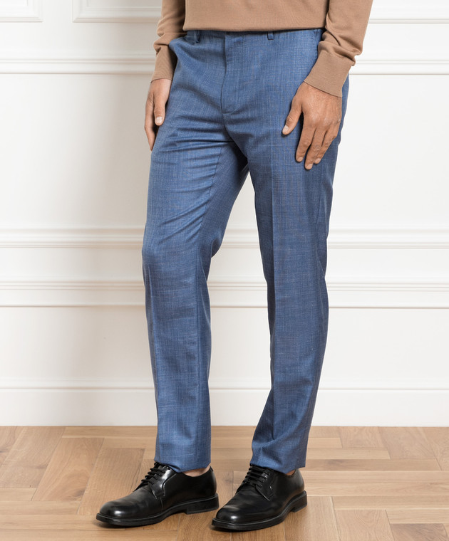 Stefano Ricci Blue trousers made of wool, silk and linen M1T3100012BI32HC image 3