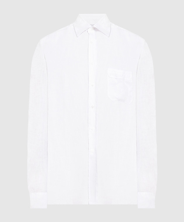 Stefano Ricci White linen shirt with logo embroidery MC006703LX2330