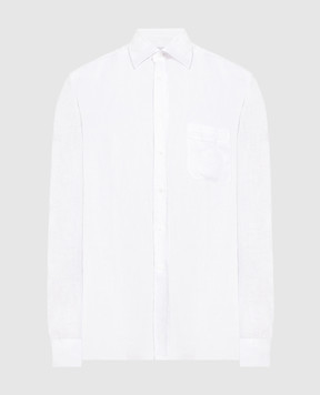 Stefano Ricci Белая рубашка из льна с вышивкой логотипа MC006703LX2330