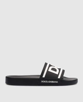 Dolce&Gabbana Черные слайдеры с фактурным логотипом CS2072AQ858