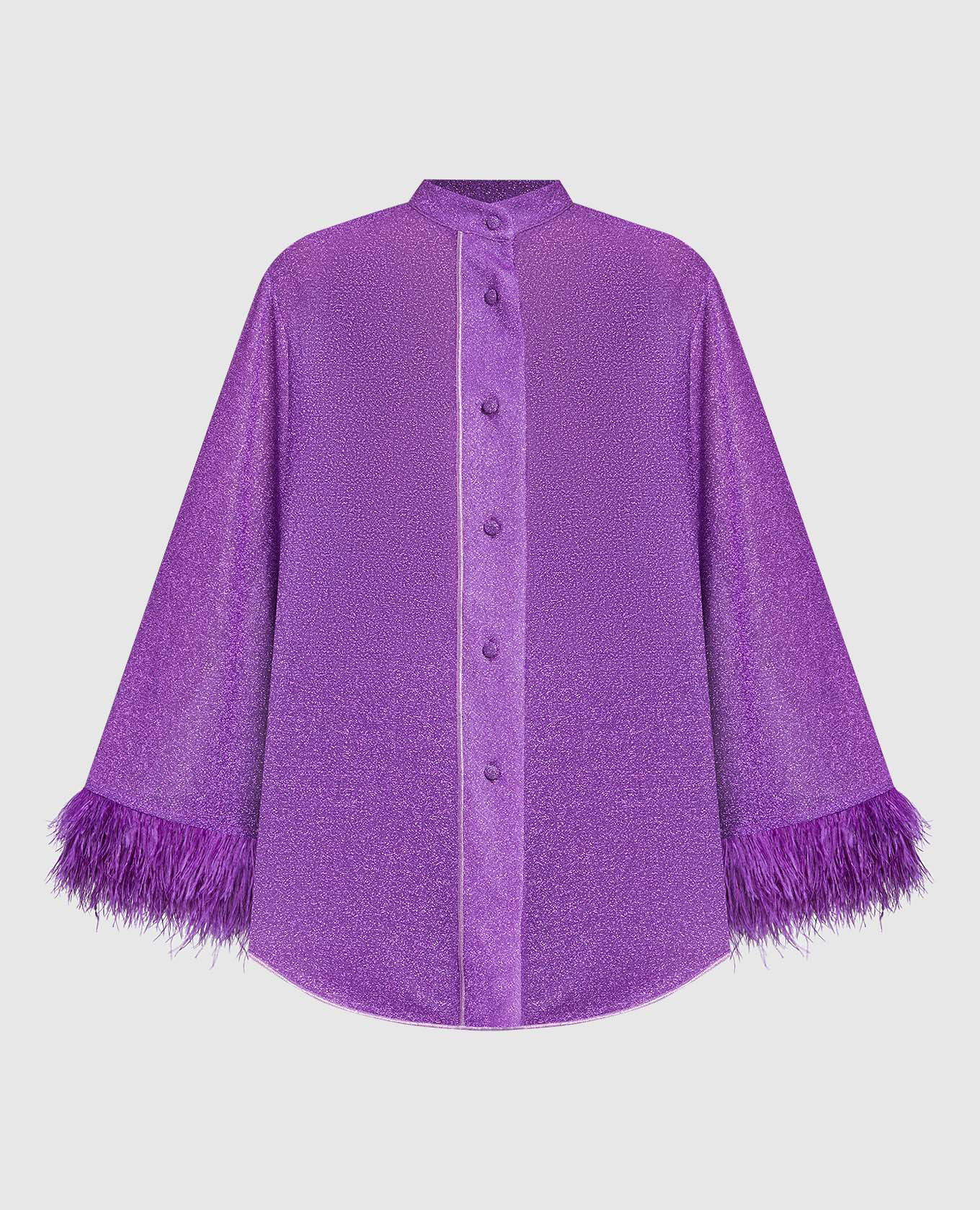 Фиолетовая блуза HS22 Lumiere Plumage с перьями страуса