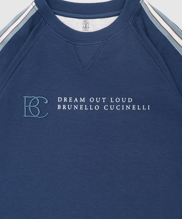 Brunello Cucinelli Children's blue sweatshirt with monogram logo embroidery B0T35E146A image 3