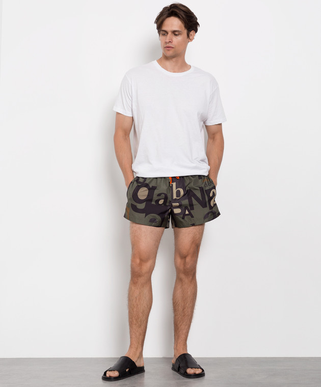 Dolce&Gabbana Khaki swim shorts with logo print M4A06THSM7O image 2