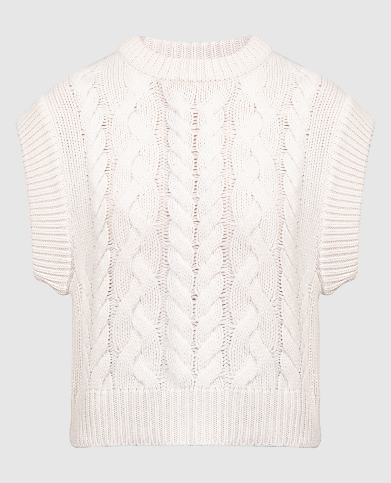 White vest made of cashmere in a textured pattern
