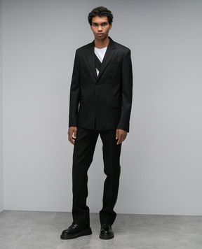 Off-White Черный блейзер из шерсти OMEN063F23FAB001
