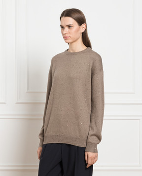 Brunello Cucinelli Коричневий джемпер з паєтками M73539900
