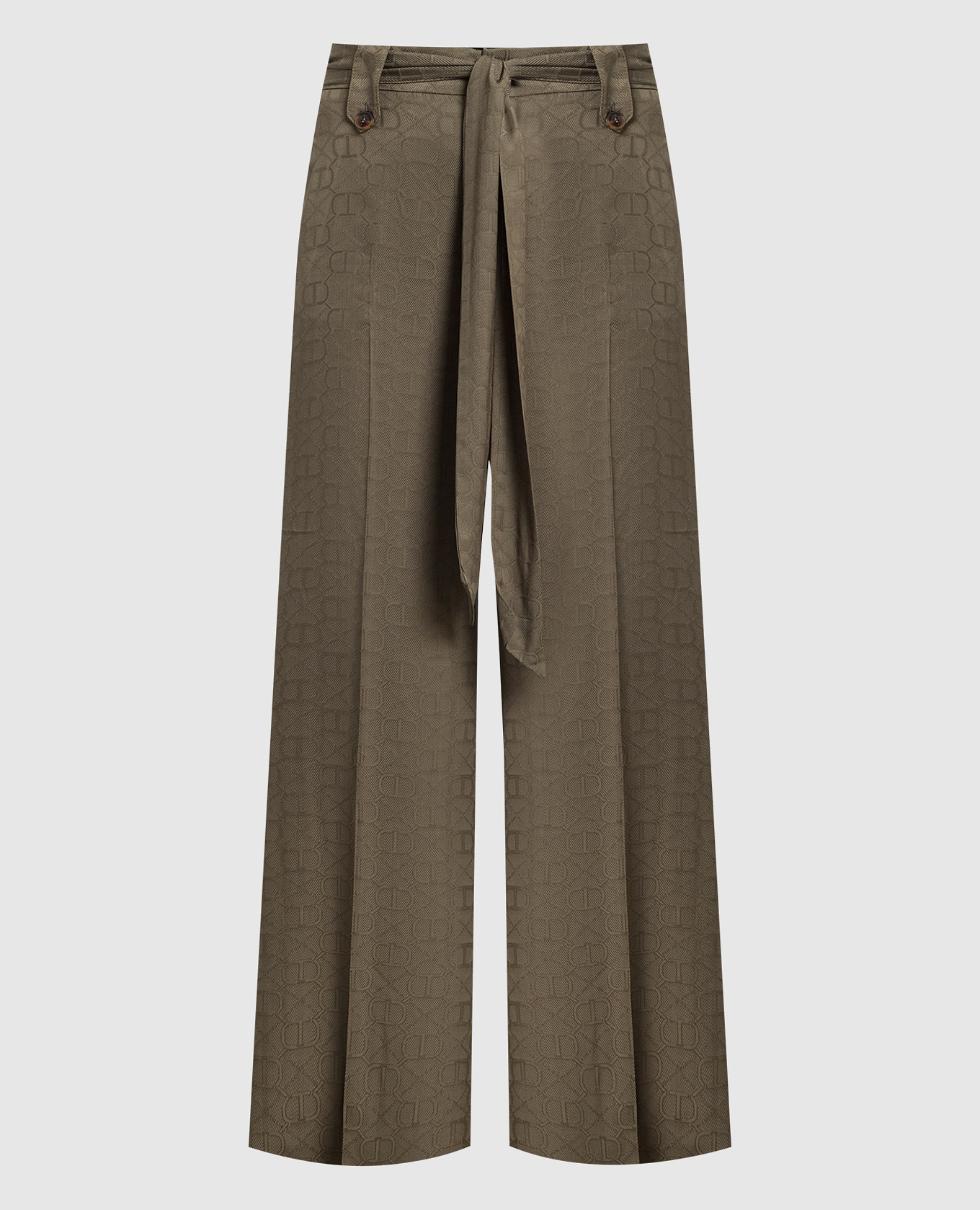 

палаццо цвета хаки с логотипом, Широкие брюки