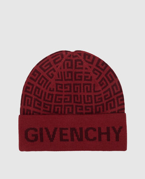 Givenchy Бордовая шапка шерсти и кашемира в узор логотипа 4G GWCAPPU2478