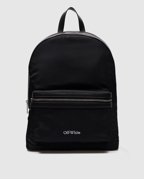 Off-White Чорний комбінований рюкзак з вишивкою логотипа OMNB109C99FAB001