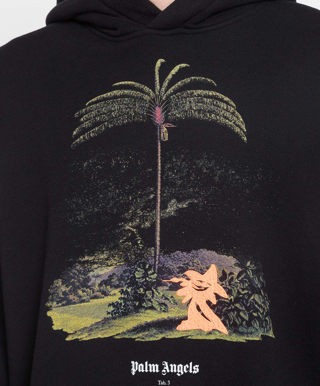 Palm Angels Black hoodie with Enzo from the tropics print PMBB138E23FLE001 image 5