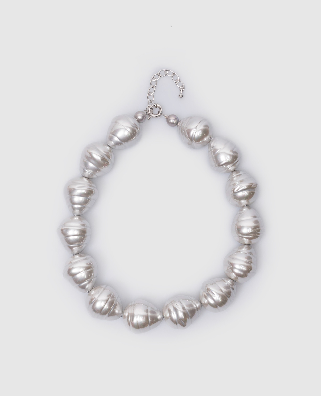 Gray necklace with asymmetrical beads