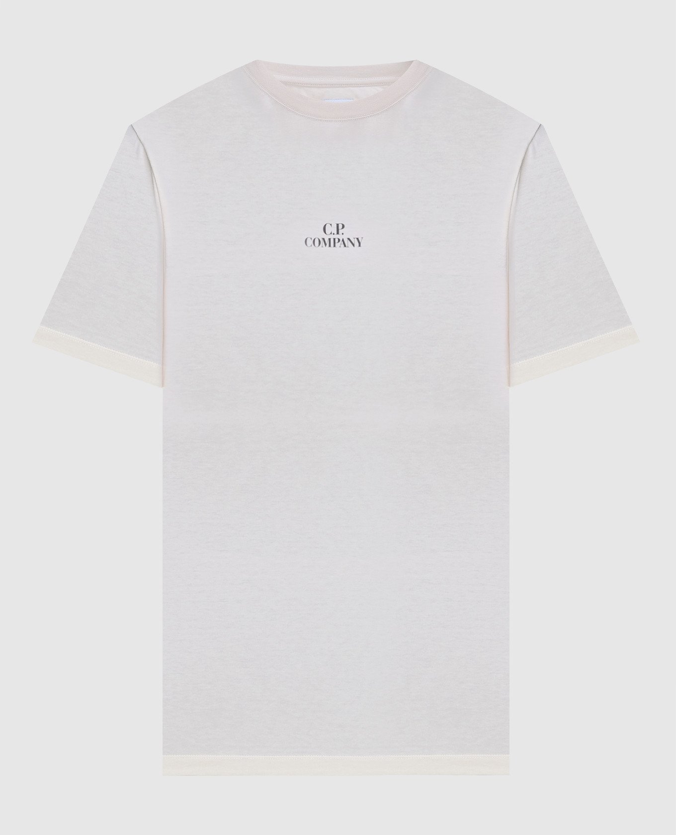 Beige t-shirt with logo print