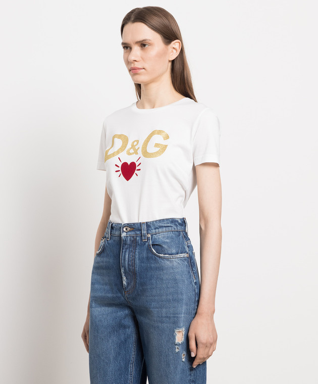 Dolce&Gabbana White t-shirt with DG print F8H32TG7TLB image 3