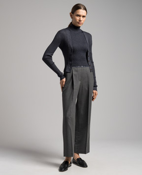 Brunello Cucinelli Синій кардиган в рубчик з люрексом M41822906P