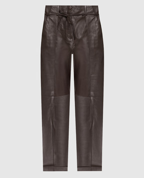 Yves Salomon Коричневые кожаные брюки 23EYP207XXAPXX