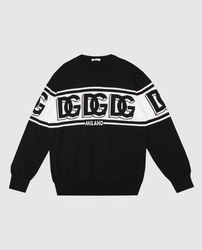 Dolce&Gabbana Черный свитер из шерсти с узором логотипа L4KWE1JCVR9812+