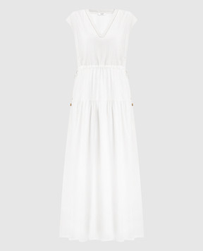 Peserico Белое платье макси с цепочкой мониль S02282L100481