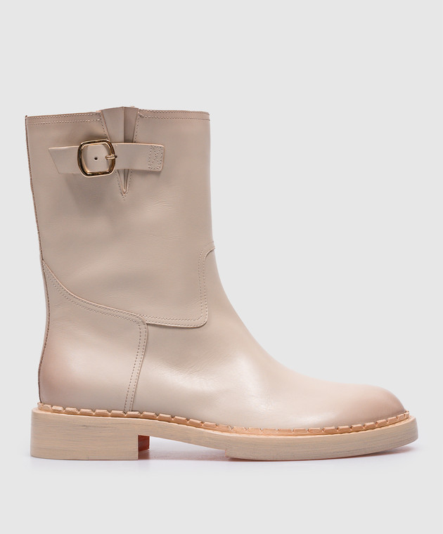 Santoni Beige leather boots with a strap WSAL70562BJ2TLGA