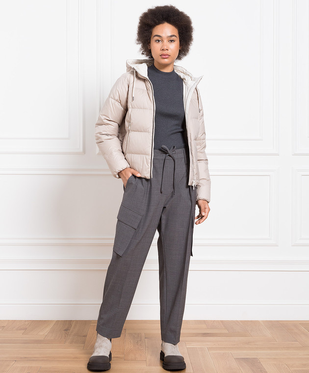 Brunello Cucinelli Бежевый пуховик с цепочкой мониль MH5042830P изображение 2