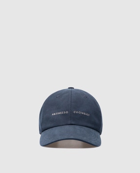 Brunello Cucinelli Голубая кепка с вышивкой логотипа M252D9977