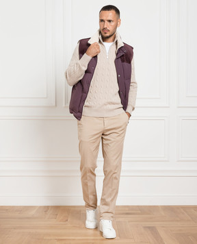 Brunello Cucinelli Бежевый свитер с кашемиром в фактурный узор. M22707204