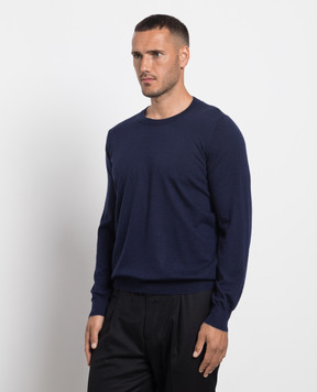 Brunello Cucinelli Синій джемпер з вовни та кашеміру M2400100