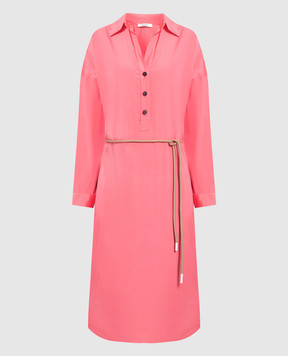 Peserico Рожева сукня-сорочка з ланцюжком моніль S02321A02769