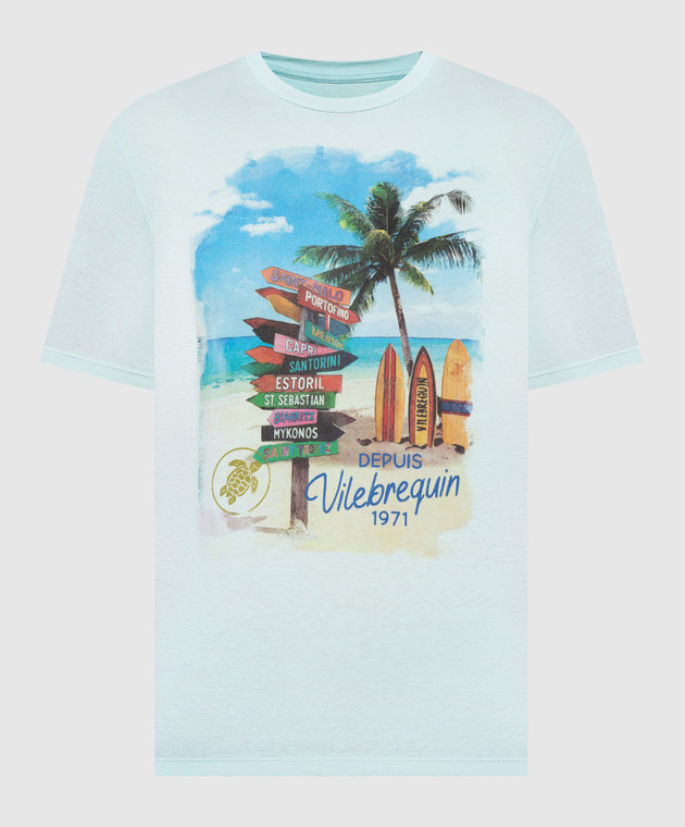 Vilebrequin Blue Holidays Signpost Print T-Shirt PTSU3P97