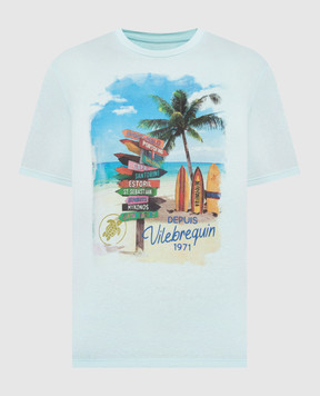 Vilebrequin Голубая футболка с принтом Holidays Signpost PTSU3P97