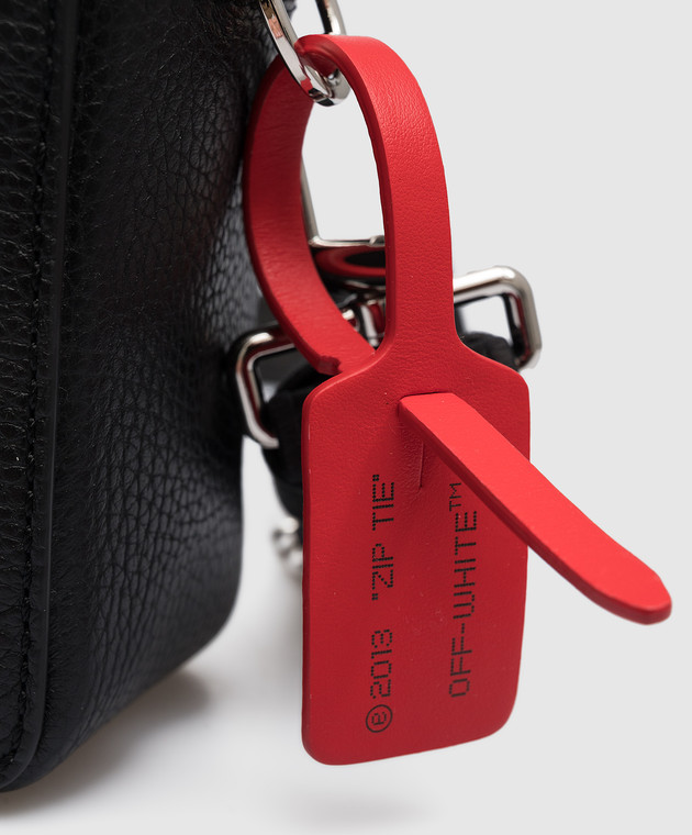 Off-White Черная кожаная сумка через плечо Binder с логотипом OMNQ046S23LEA001 изображение 5