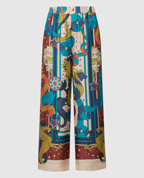 FANO trousers made of printed silk