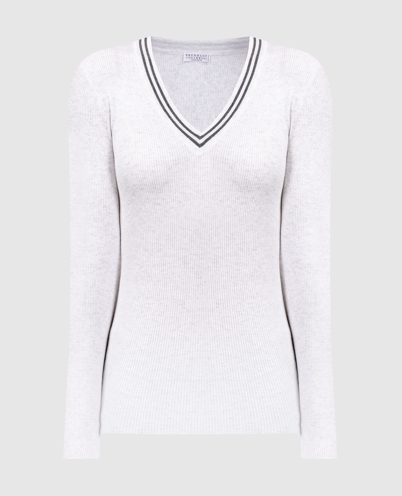 White ribbed pullover with lurex