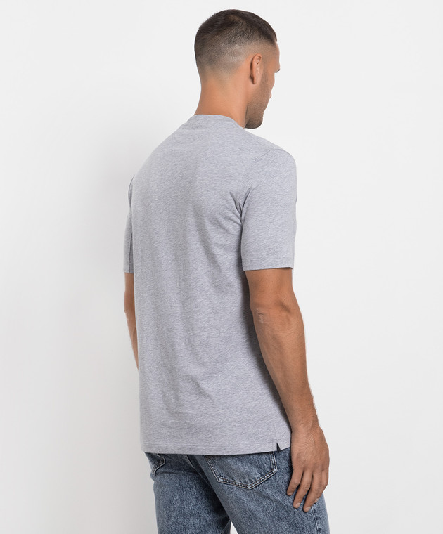 Brunello Cucinelli Серая меланжевая футболка с принтом M0T618462 изображение 4