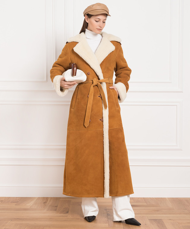 Babe Pay Pls Brown double-breasted sheepskin coat 2223 изображение 2