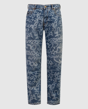 Versace Jeans Couture Сині джинси з принтом Графіті 75HAB5B0DW009L17