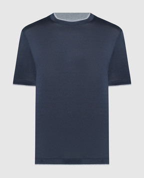 Brunello Cucinelli Синяя футболка с эффектом наложения слоев MD8217427