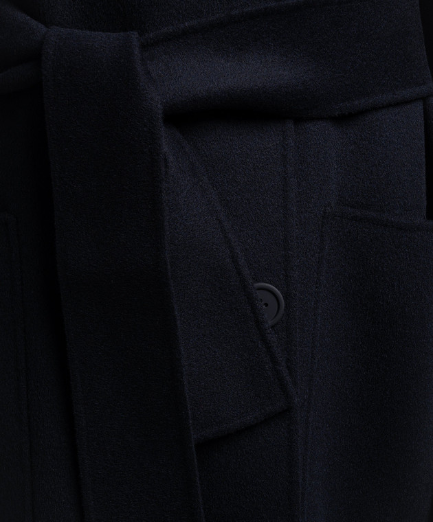 Max Mara Синее двубортное пальто Parsec из шерсти, кашемира и шелка PARSEC изображение 5