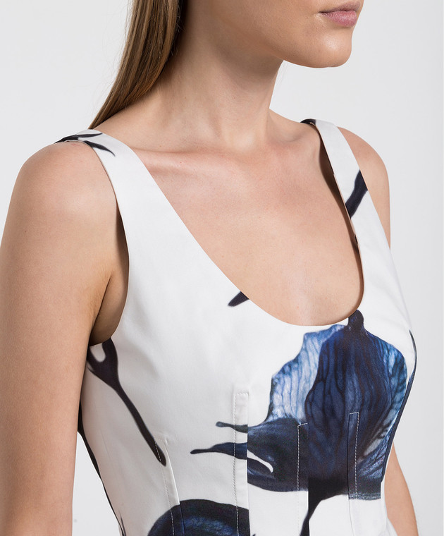 Alexander McQueen Біла сукня міді в принт Bellflower 703324QCAFM зображення 5