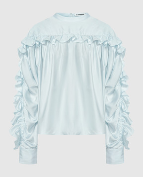 Jil Sander Голубая блуза с рюшами J02NC0185J65022