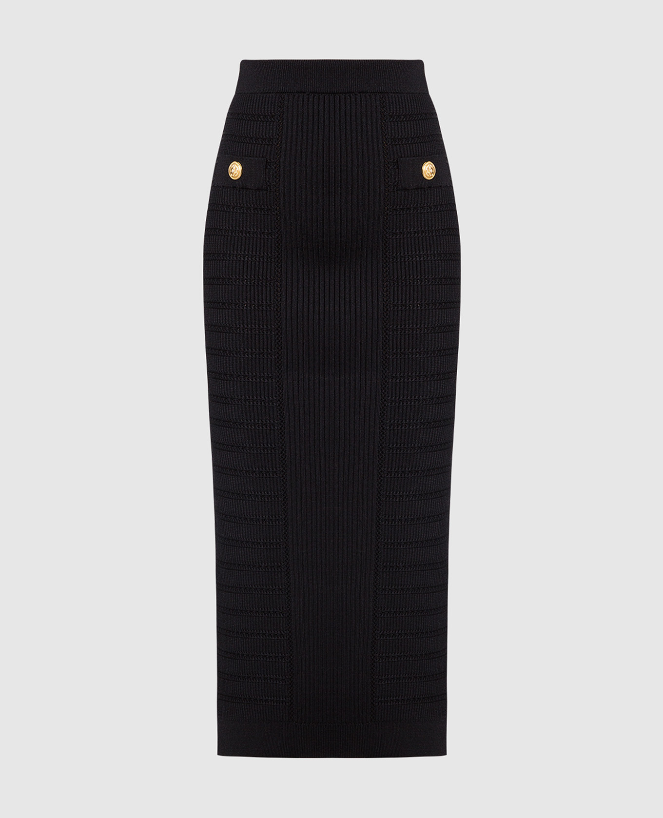 Black midi skirt with branded studs