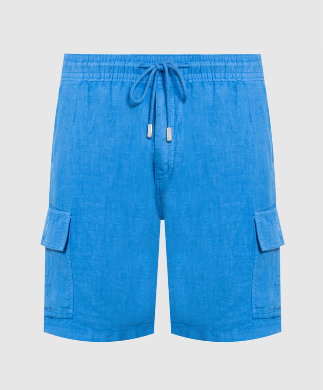 Vilebrequin Baie Man Blue Linen Cargo Shorts BAIU3U01