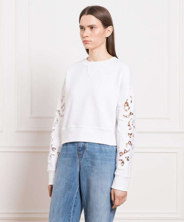 Ermanno Scervino White sweatshirt with openwork embroidery D425L723RFVV image 3